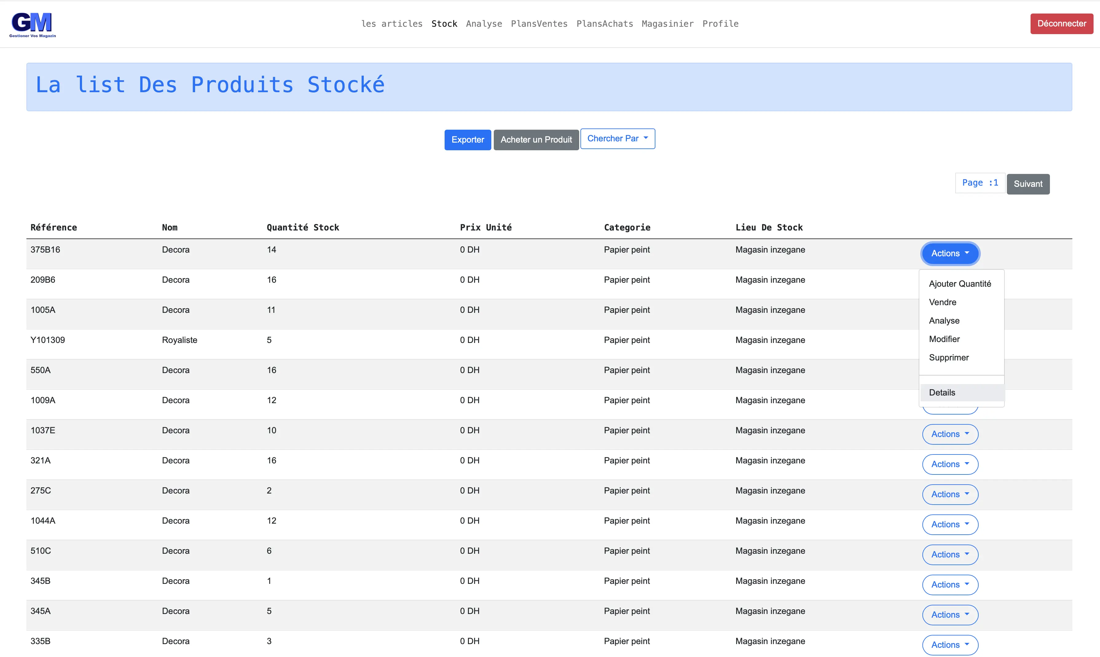 Image représentant le Stock with Actions